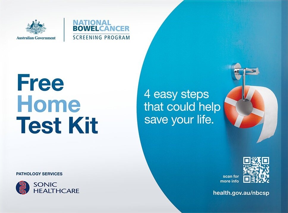 bowel cancer home test kit package