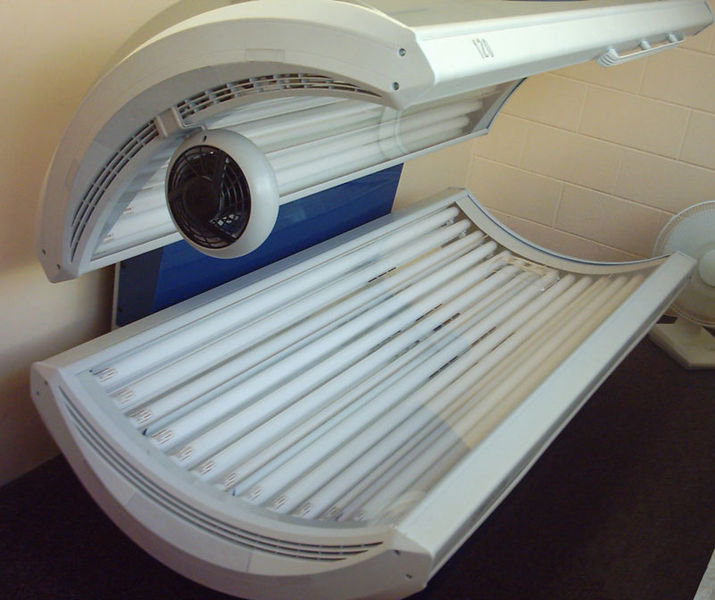 A Sunvision Elite tanning bed switched off.