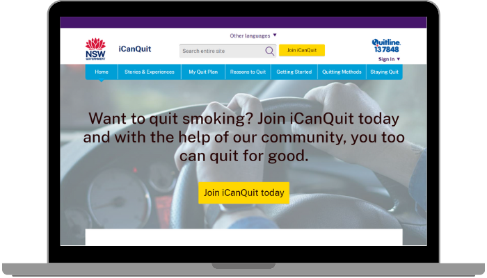 Image of the I Can Quit website